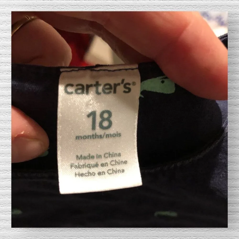 Carter's 18m Blue & Green Whale Shortall Jon Jon Romper